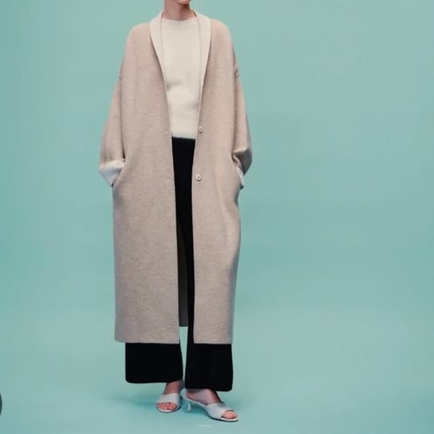 Enfold 엔폴드 타임 베이지색 오픈 코트 ~66 오버핏