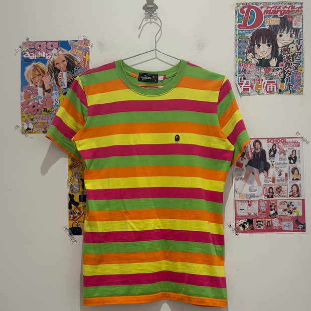 Bape striped half sleeved T shirt