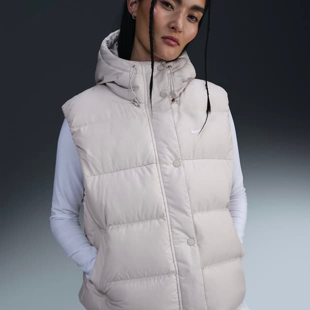 나이키 후드 패딩조끼 크림