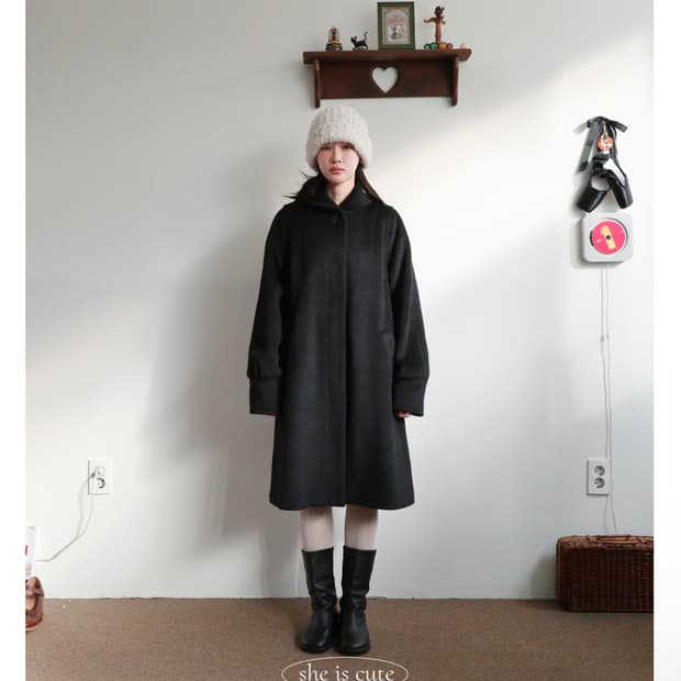 쉬이즈큐트 커들코트 블랙 1번 착용