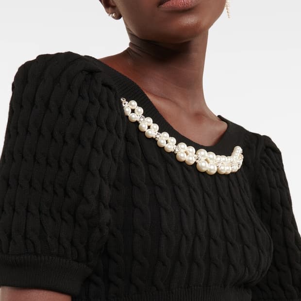 시몬 로샤 펄 케이블 스웨터