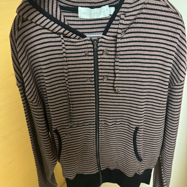 세컨모놀로그 스냅 텐션 후드집업 L