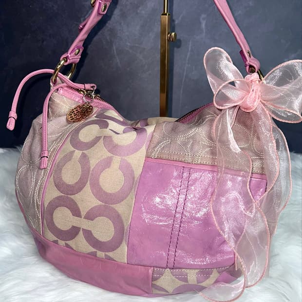 Coach Sakura Pink Archive Patchwork Hobo