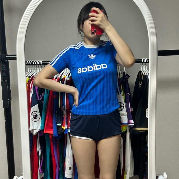 아디다스 블루 스트라이프 반팔티