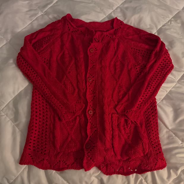 vintage red knit cardigan