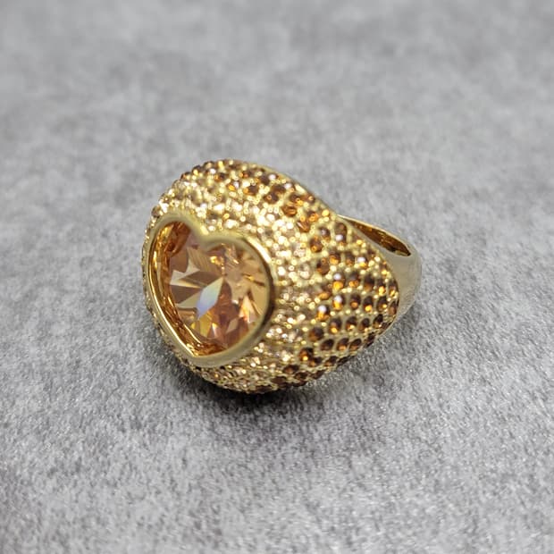 champagne gold heart ring