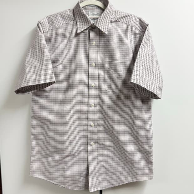 LLBean 엘엘빈 깅엄 체크 반팔 셔츠 XL