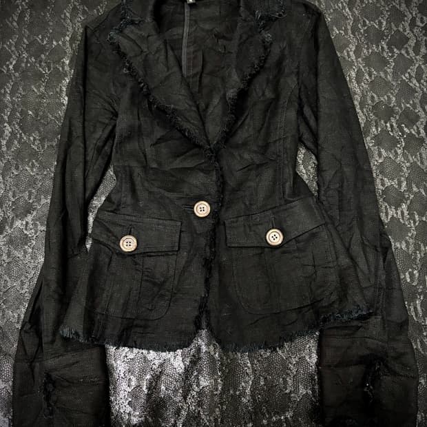  Grunge Cut Detail Black Femme Jacket