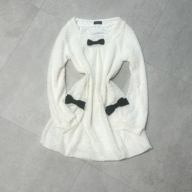 빈티지 화이트 리본 원피스 히메갸루 로걀 라떼 긱시크 페어리 모리걸 고딕