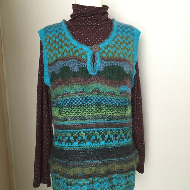 일본빈티지 하구미 스즈코 모리걸 히피 청록 아오이유우 레이어드 코디세트