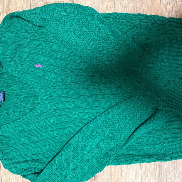 빈티지 폴로 꽈배기 케이블 니트 L