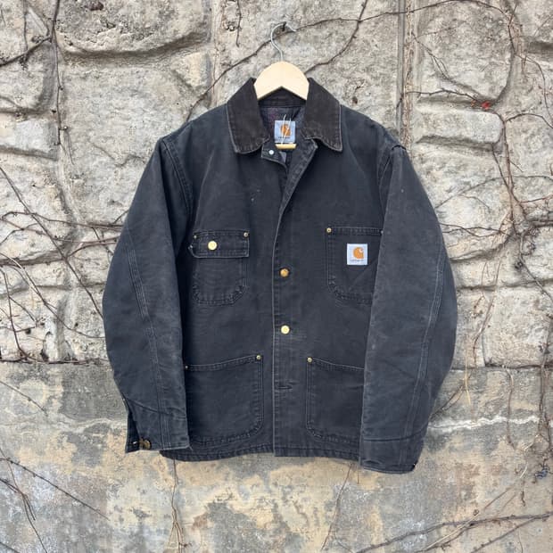 90s 칼하트 빈티지 c01 blk 페이딩 초어 워크 자켓