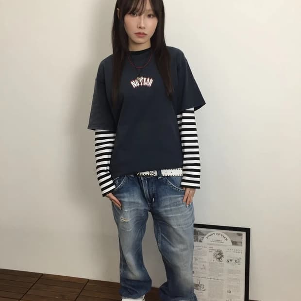 00s No Fear Flame Skull Graphic Tee