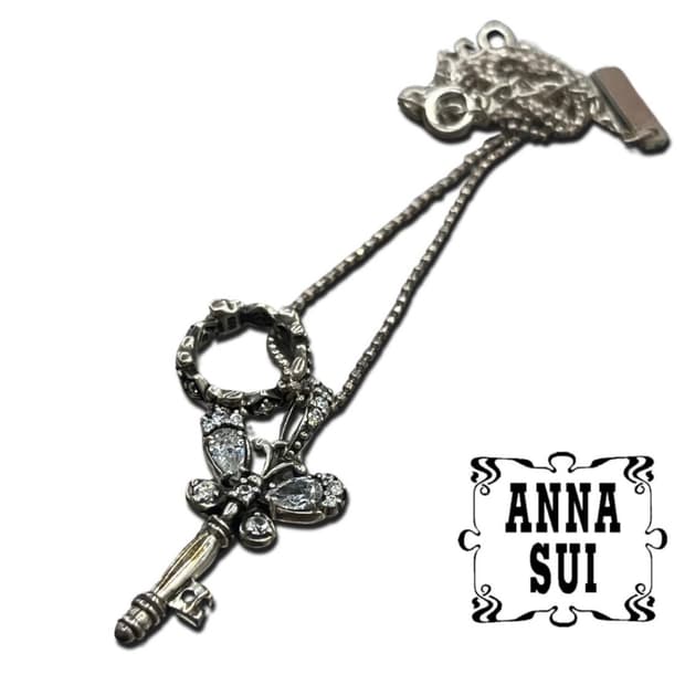 Anna Sui 안나수이 925실버 나비 열쇠 큐빅 링 레이어드 목걸이