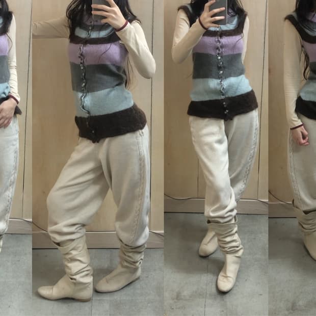 [직수입] 빈티지 90s 캔버스 니하이부츠 