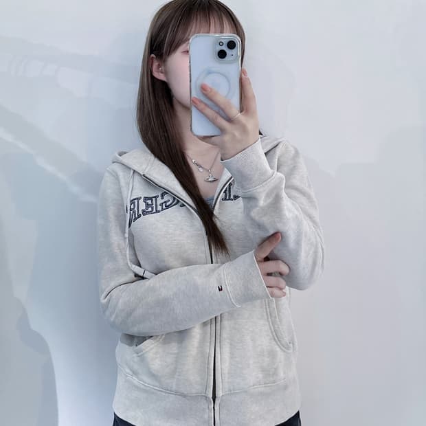 타미힐피거 오트밀 스펠로고 후드집업