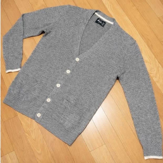 M / 일본 본프리 빈티지린넨가디건/남여/그레이//2도411