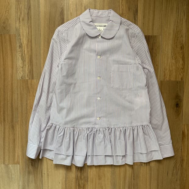 꼼데가르송 프릴 스트라이프 셔츠