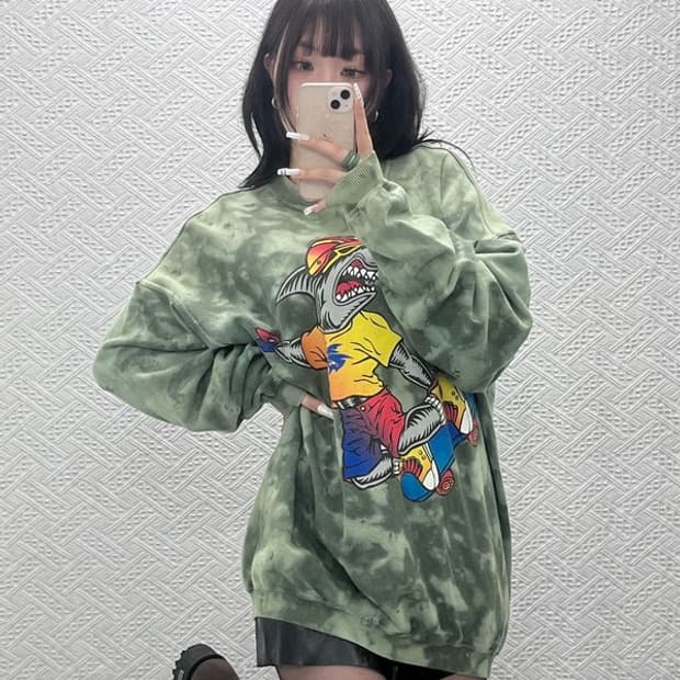 Maui&Sons 펑크 키치 타이다이 샤크 맨투맨 110 C10782