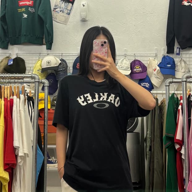 오클리 프린팅 로고 블랙 반팔티 M