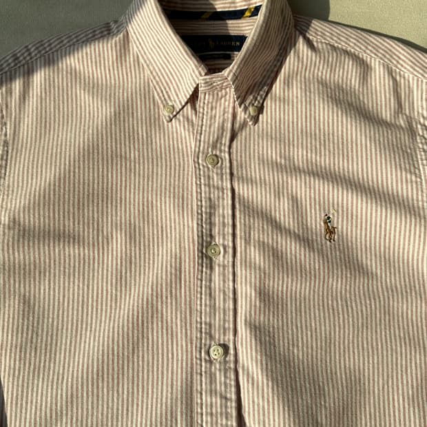 폴로 랄프로렌 핑크 스트라이프 옥스포드 버튼다운 셔츠 M