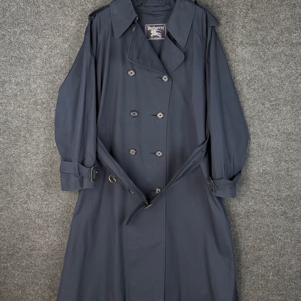 버버리 더블 트렌치코트 / 네이비