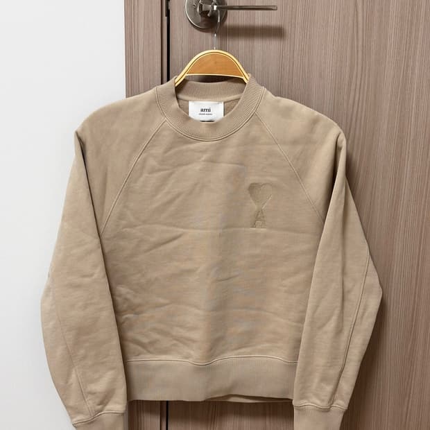 아미 톤온톤 하트 로고 스웨트셔츠 베이지 xs