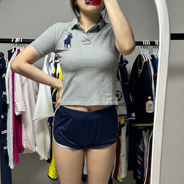 폴로 랄프로렌 그레이 카라 반팔티 S