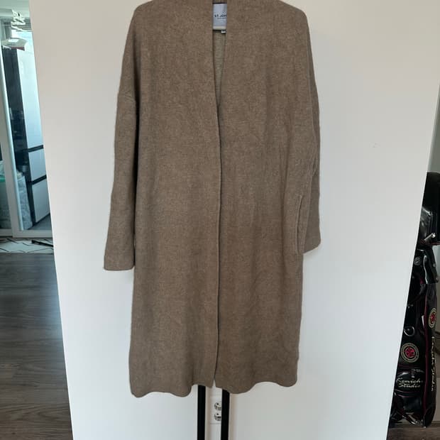 ST JOHN 센존  너구리+양모  롱가디건 -55사이즈