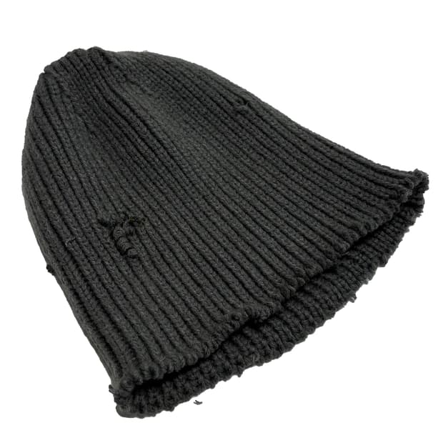 차콜 그레이 헤비 골조직 니트 비니