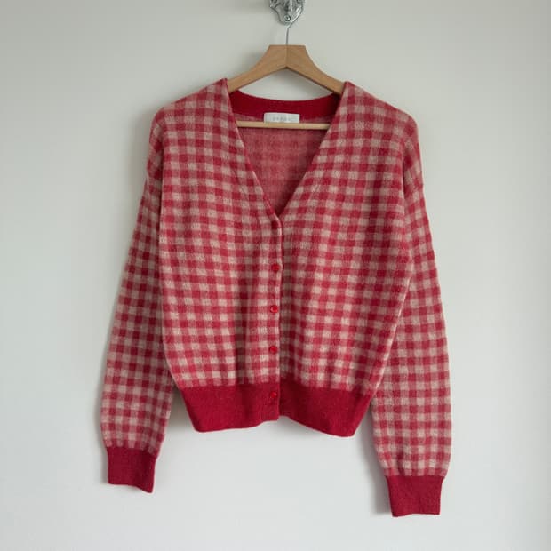 유라고(URAGO) 모헤어 체크 가디건