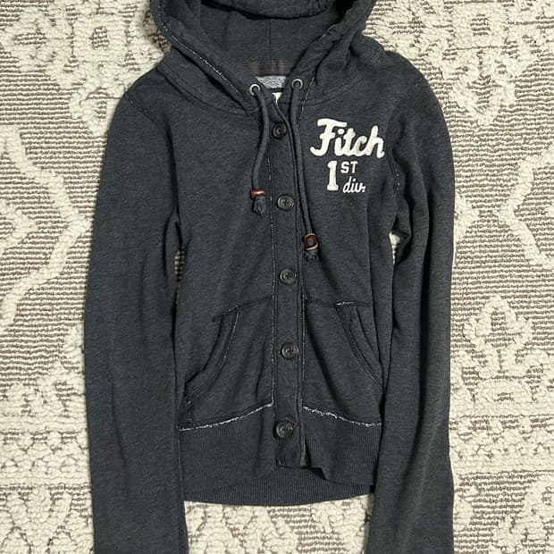 아베크롬비 슬림핏 진그레이 차콜 후드 스티치 가디건