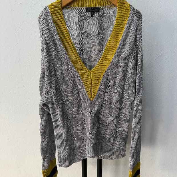 정품) rag & bone 랙앤본 그레이 브이넥 니트 S