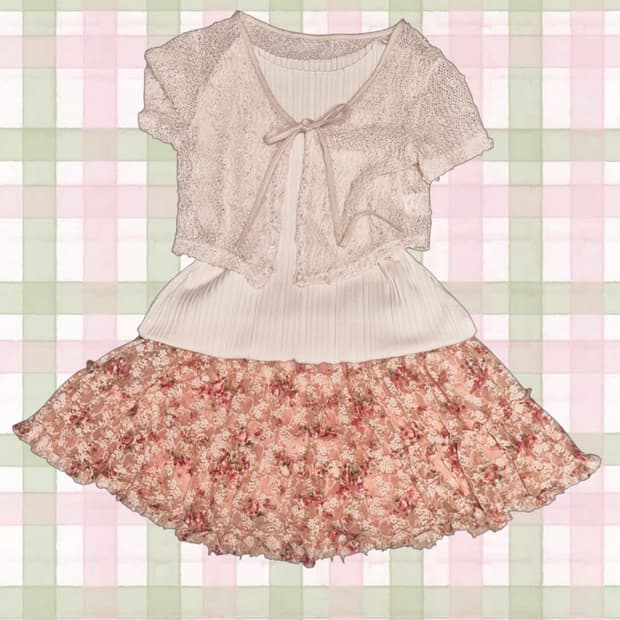 일브 빈티지 플라워 샤 스커트 셋업