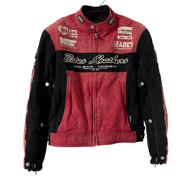 bates leathers 베이츠 레드 코튼 바이커 자켓 L