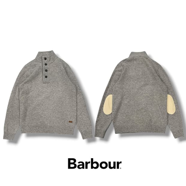 바버 엘보패치 반집업 니트 s08594