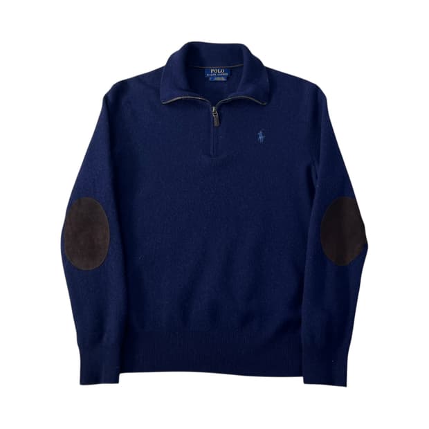 95 폴로랄프로렌 엘보우 패치 울 반집업 니트