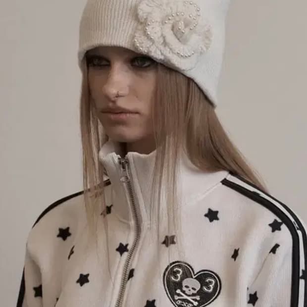 셋업이엑스이 플라워 꽃 비니 아이보리