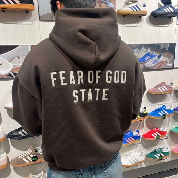 (M) 피어오브갓 에센셜 헤비 플리스 후드 집업 브라운