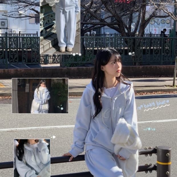 유리에 투유 후드집업 베이비블루