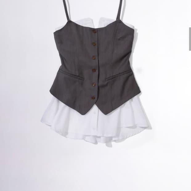 스컬프터 셔츠 레이어드 탑 나시 차콜 m