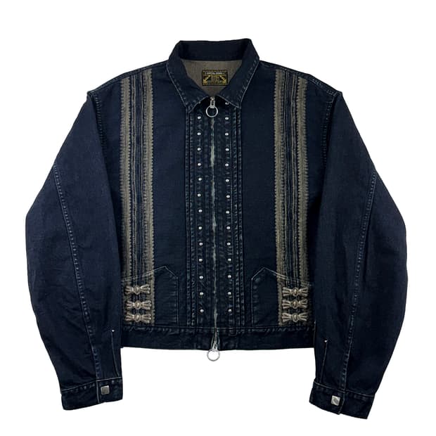 캐피탈 12온즈 야가수리 자카드 데님 치마요 드리즐러 자켓 인디고