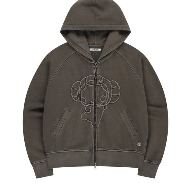 VINTAGE TAPE HOOD ZIP-UP ASH BROWN