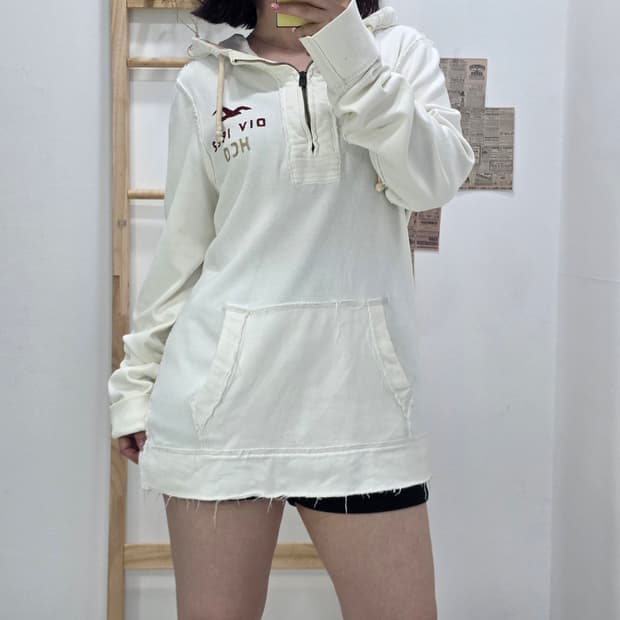 [프립]M/홀리스터 반집업 후드티 아이보리
