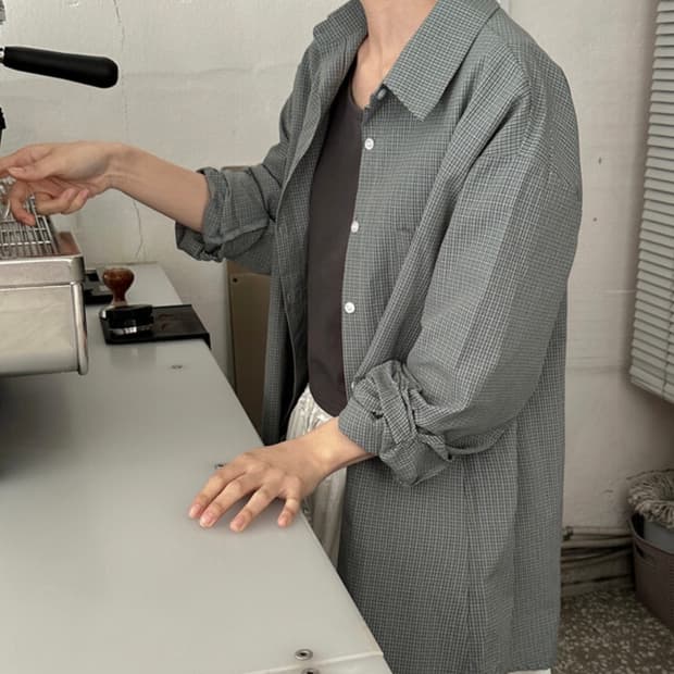 데일리쥬 오버핏 체크 셔츠