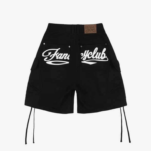 팬시클럽 카고 레터링 버뮤다 팬츠 (BLACK)