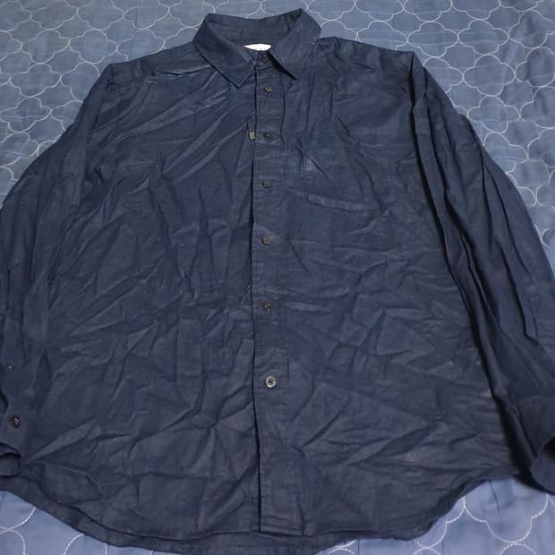 (왁스코팅 커스텀) 메르고 KKST 코튼 린넨 긴팔셔츠 네이비 (M)
