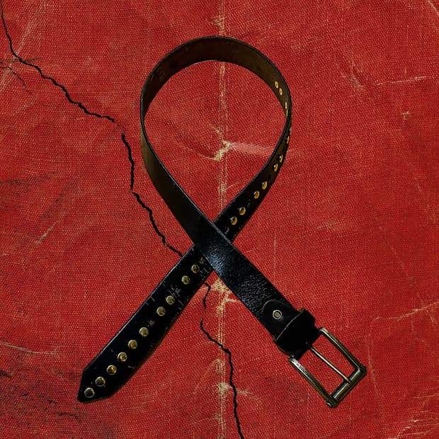 Japanese 90s 더블 스터드 앤틱 골드 버클 벨트