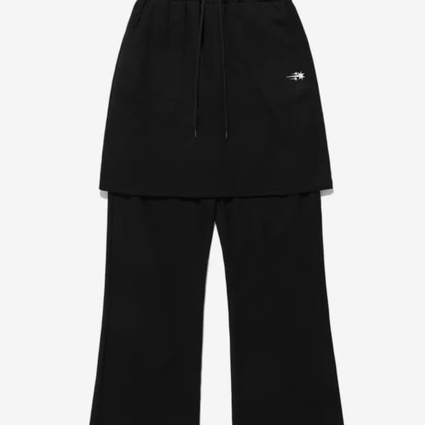 LOGO SWEAT LAYERED PANTS_BLACK(NG 2DFUPA