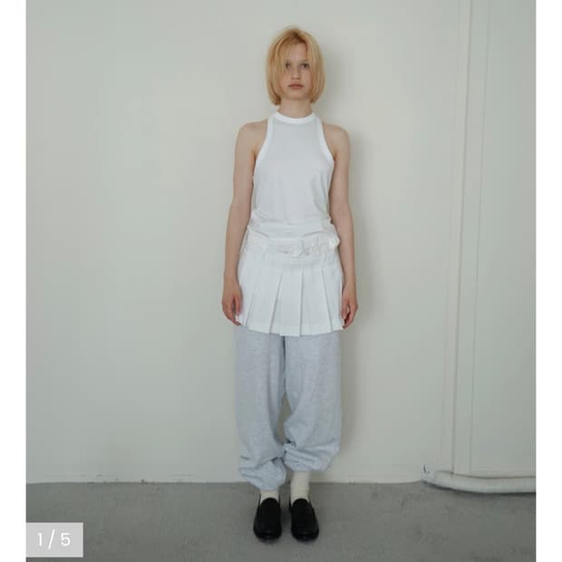 O ANGEL 오엔젤 썸머 플리츠드 스커트 에이프런(화이트)